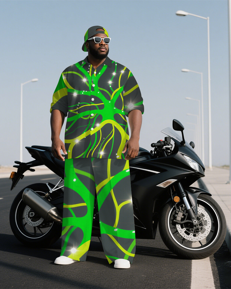 Big & Tall Geometric T-Shirt Pants Set for big men view 2