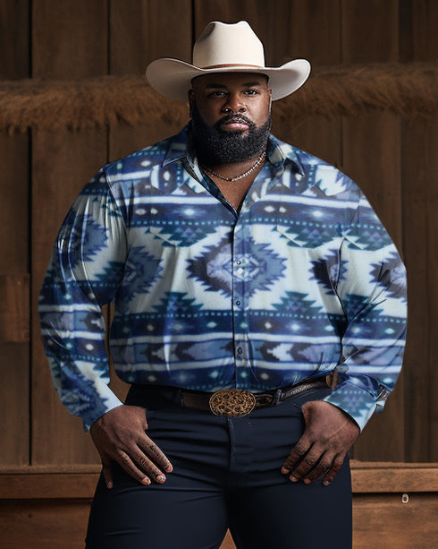 Big & Tall Western Denim T-Shirt Pants Set for big men view 2