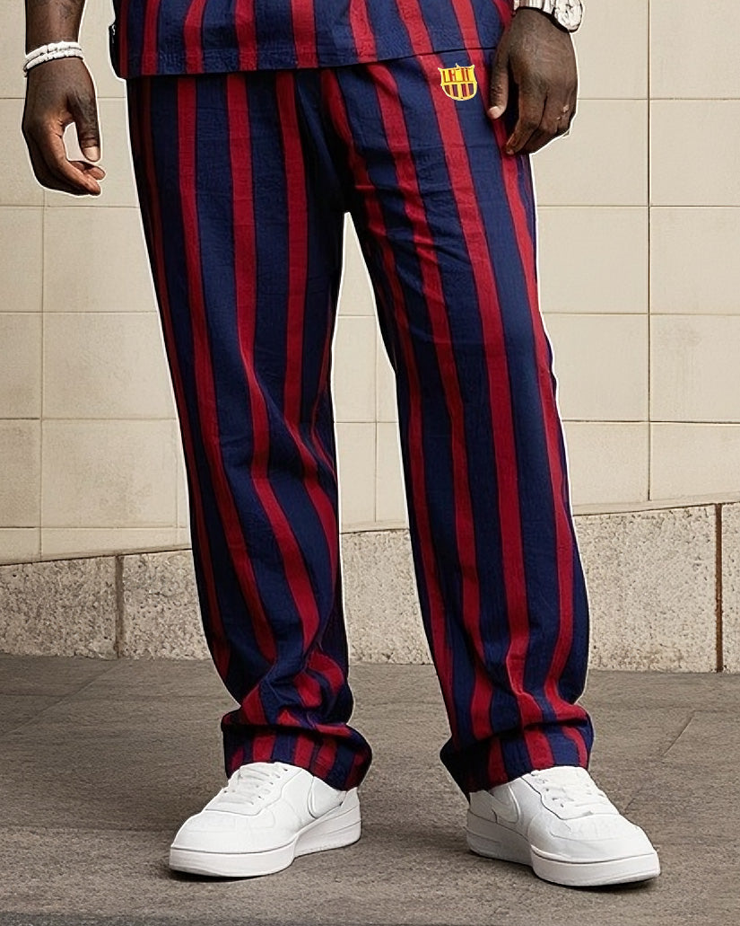 Big & Tall Striped Athletic T-Shirt Pants Set for big men view 3