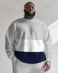 Big & Tall Blue Gray Colorblock Two-piece Set for big men view 2