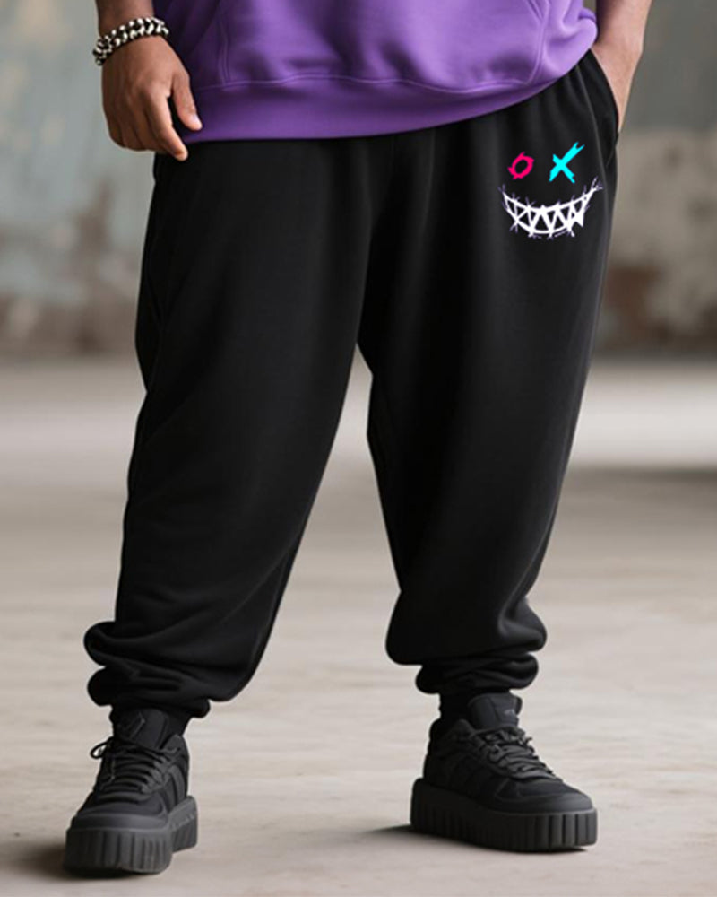 Big & Tall Purple Graphic Hoodie Sweatpants Set for big men view 3
