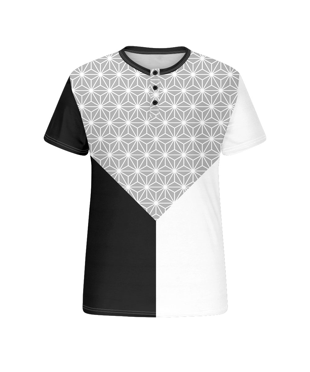 Big & Tall Black White Geometric T-Shirt for big men view 4