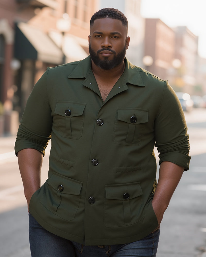 Big & Tall Solid Color Patchwork Men's Clothing for big men view 4