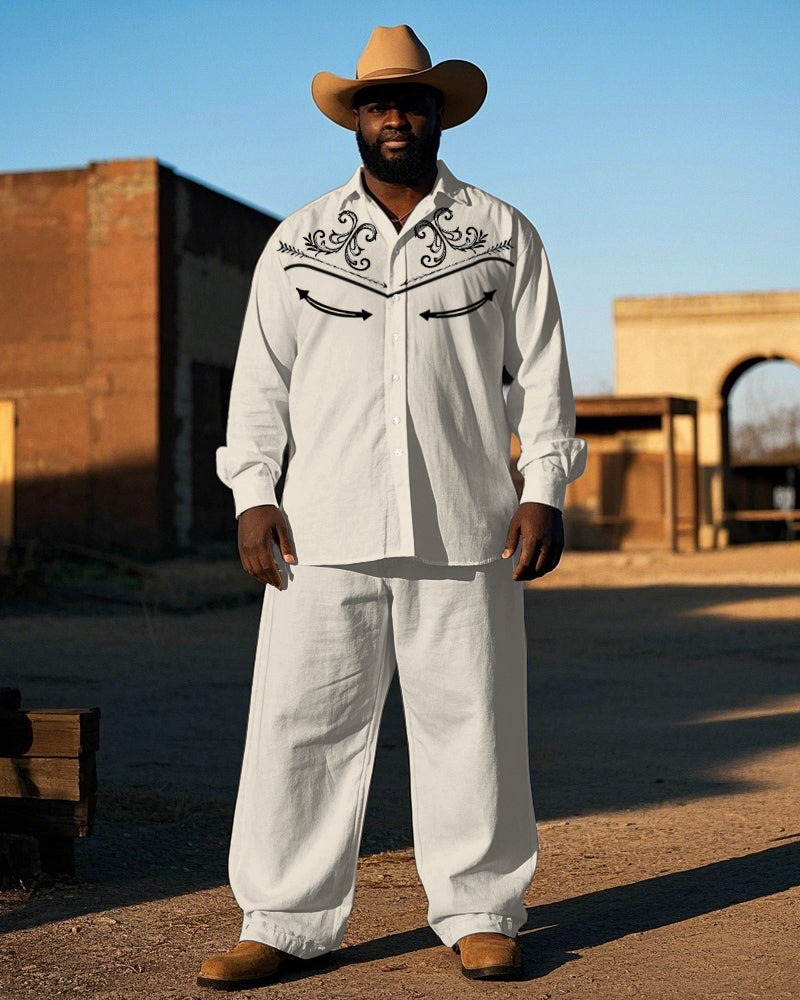 Big & Tall Western T-Shirt Pants Set for big men view 1