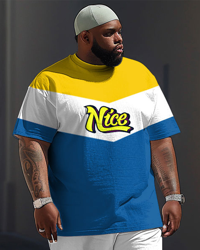 Big & Tall Colorblock Graphic Two-piece Set for big men view 2