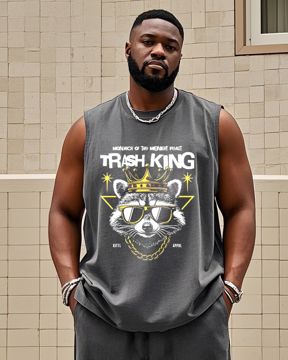 Big & Tall Streetwear Skull Vest Pants Set for big men view 2