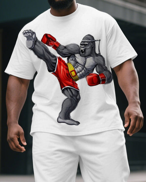 Big & Tall Graphic Athletic T-Shirt Shorts Set for big men view 2