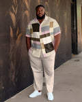 Big & Tall Colorblock Gradient T-Shirt Pants Set for big men view 1