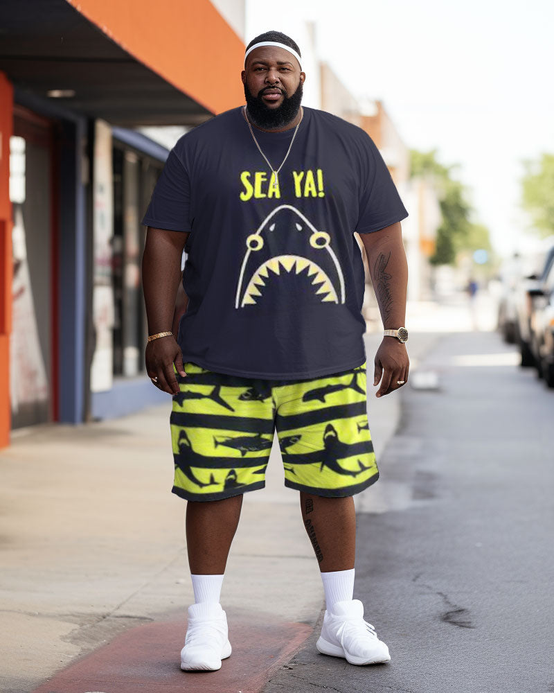 Big & Tall Colorblock Graffiti Two-piece Set for big men view 1