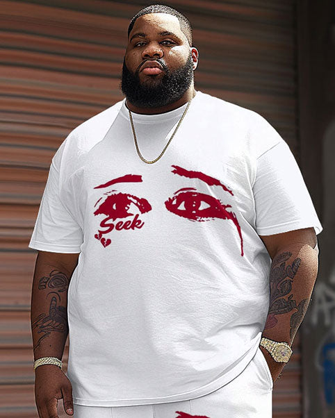 Big & Tall Graphic Streetwear T-Shirt Shorts Set for big men view 3
