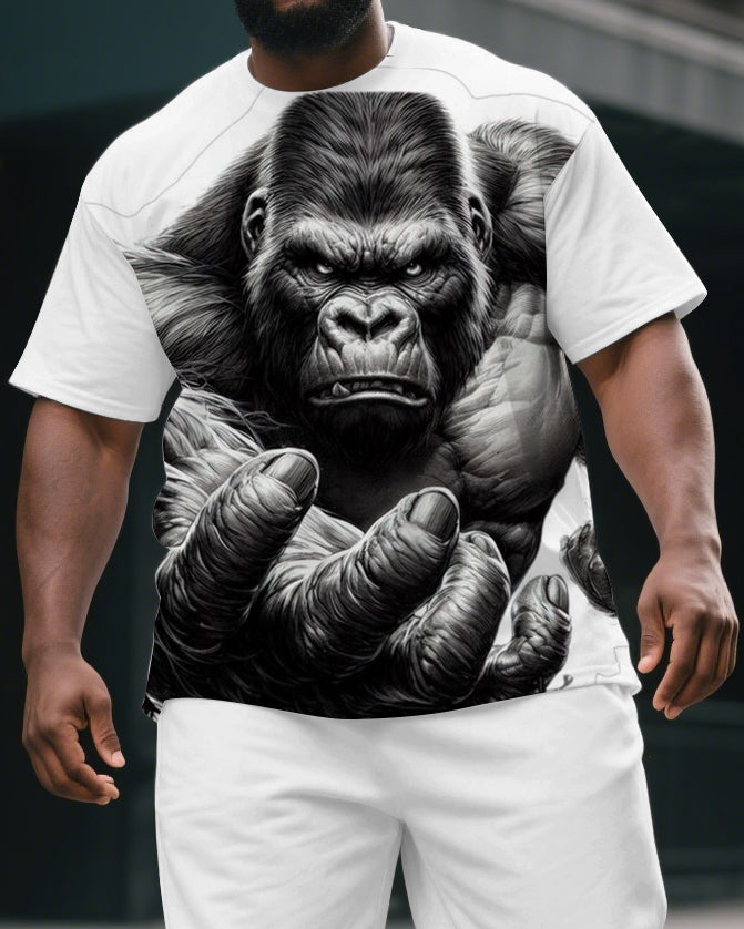 Big & Tall Graphic T-Shirt Shorts Set for big men view 2