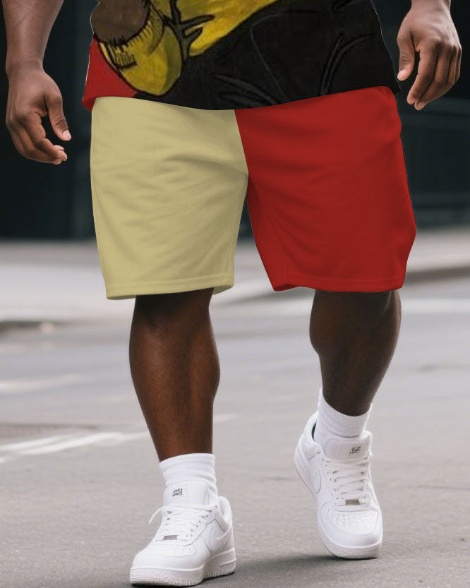 Big & Tall Colorblock Graphic T-Shirt Shorts Set for big men view 3
