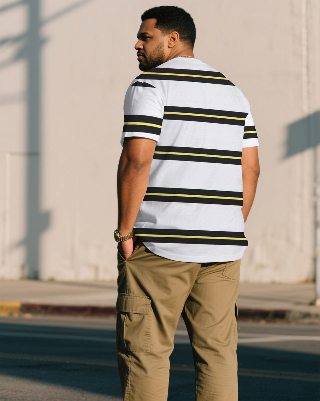 Big & Tall White Striped Jeans for big men view 2
