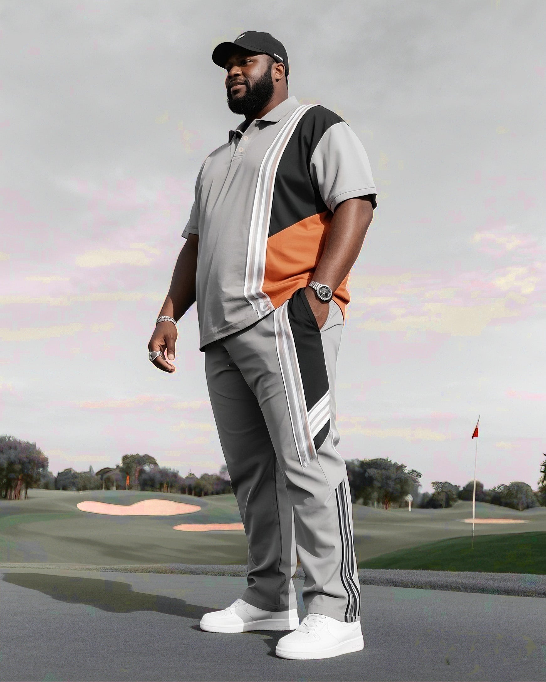 Big & Tall Gray Striped Jeans for big men view 1