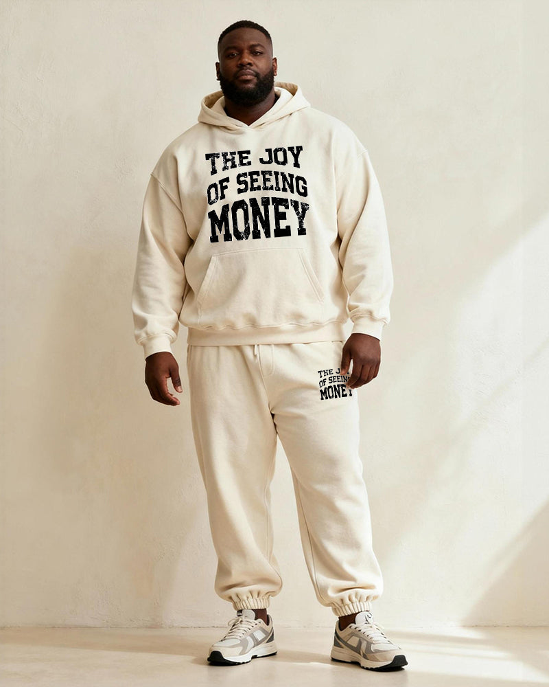 Big & Tall White Graphic Hoodie Sweatpants Set for big men view 4