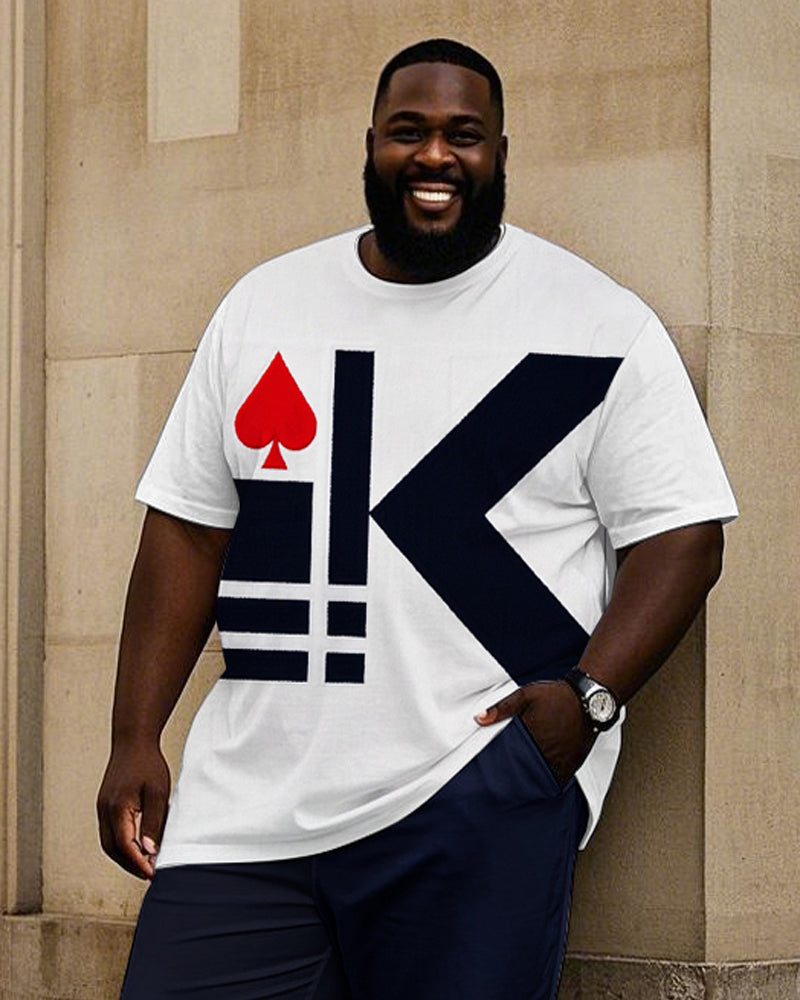 Big & Tall Geometric Graphic T-Shirt Pants Set for big men view 2