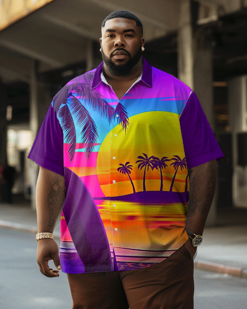 Big & Tall Hawaiian Graphic Short Sleeve Shirt for big men