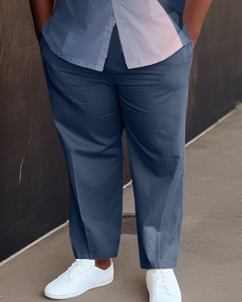 Big & Tall Blue Gradient Shirt Pants Set for big men view 3