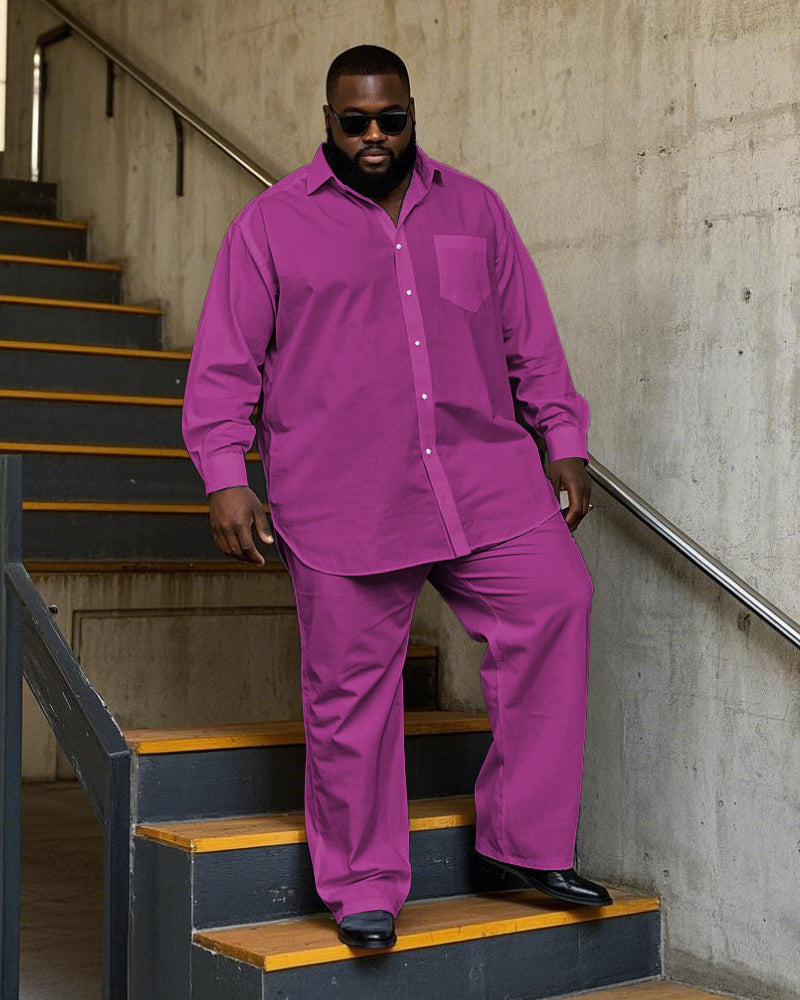 Big & Tall Solid Color T-Shirt Pants Set for big men view 8