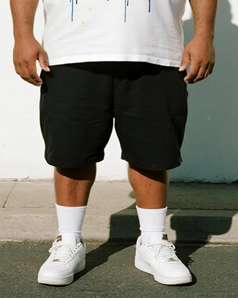 Big & Tall Graphic Graffiti T-Shirt Shorts Set for big men view 3