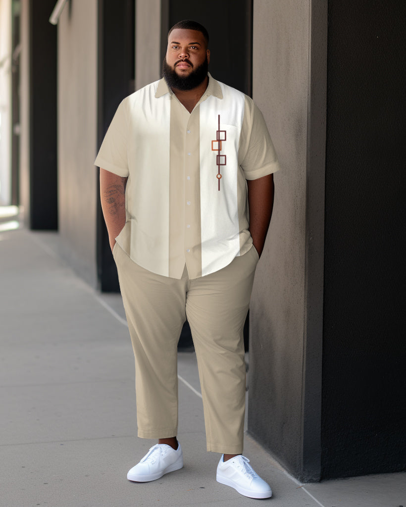 Big & Tall Geometric T-Shirt Pants Set for big men view 1