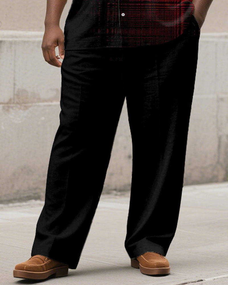 Big & Tall Black Red Graphic T-Shirt Pants Set for big men view 3