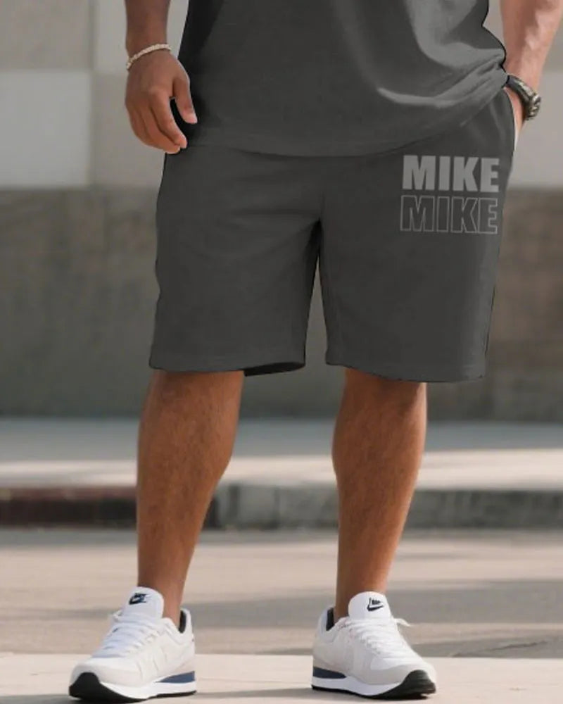 Big & Tall Gray Athletic T-Shirt Shorts Set for big men view 3