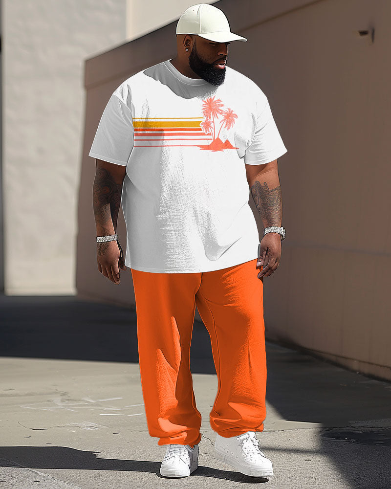 Big & Tall Hawaiian Gradient T-Shirt Pants Set for big men view 1