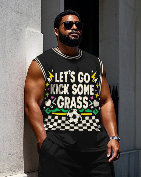 Big & Tall Plaid Graphic Athletic Two-piece Set for big men view 2