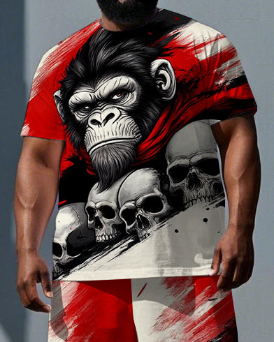 Big & Tall Streetwear T-Shirt Shorts Set for big men view 2