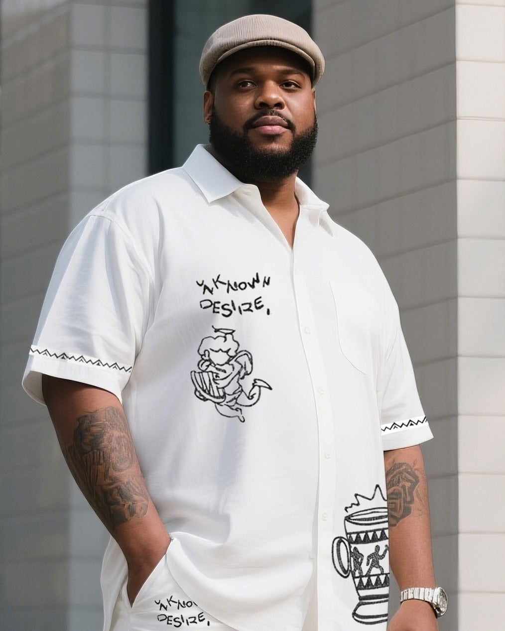 Big & Tall Vintage T-Shirt Pants Set for big men view 2