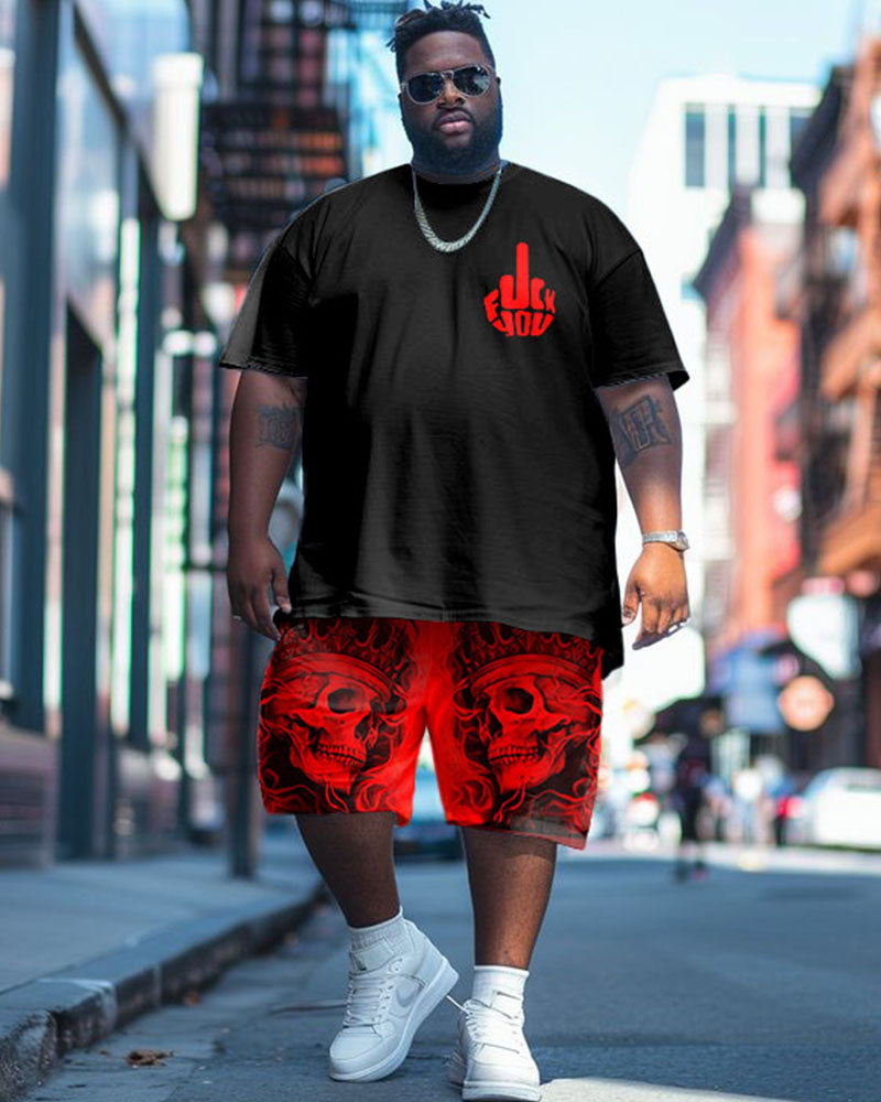Big & Tall Graphic Streetwear T-Shirt Shorts Set for big men view 1