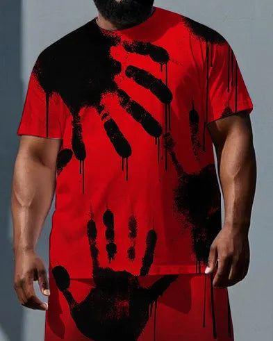 Big & Tall Tropical Graphic T-Shirt Shorts Set for big men view 2
