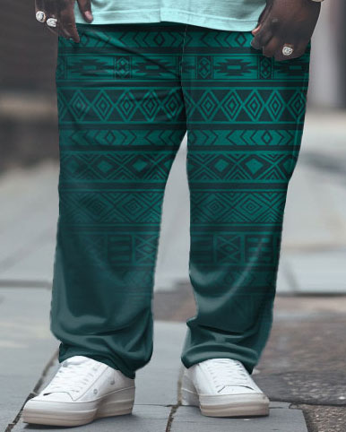Big & Tall Black Juneteenth Graphic T-Shirt Pants Set for big men view 3