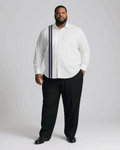 Big & Tall White Colorblock Striped T-Shirt Pants Set for big men view 1