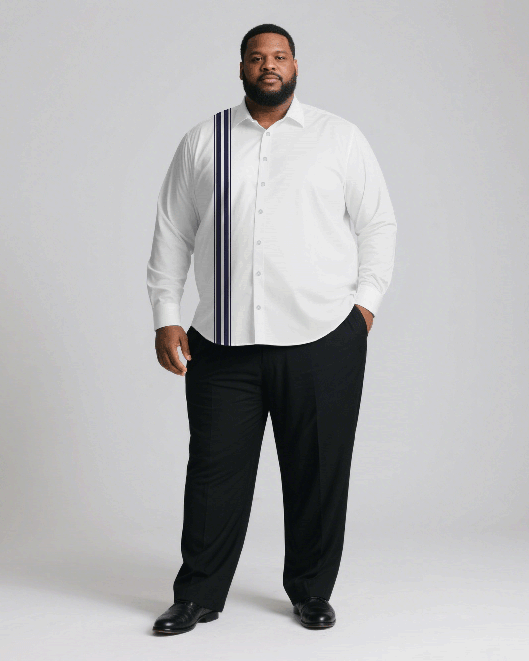 Big & Tall White Colorblock Striped T-Shirt Pants Set for big men view 1