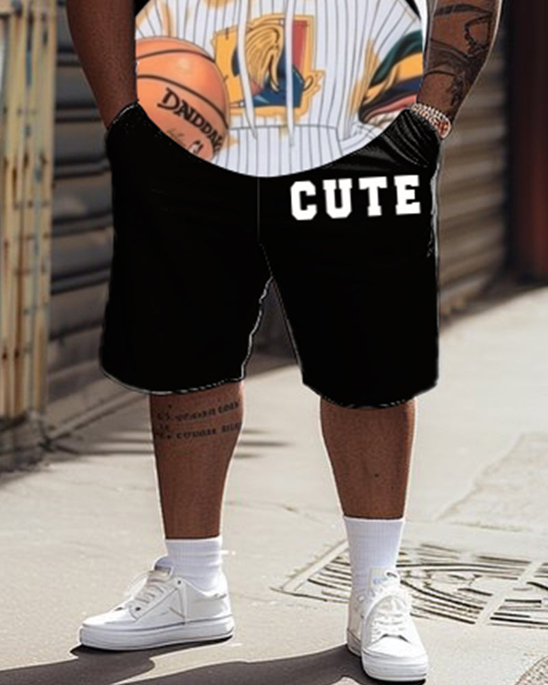 Big & Tall Graphic T-Shirt Shorts Set for big men view 3