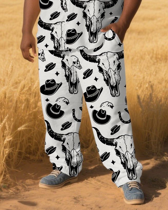 Big & Tall Western T-Shirt Pants Set for big men view 3