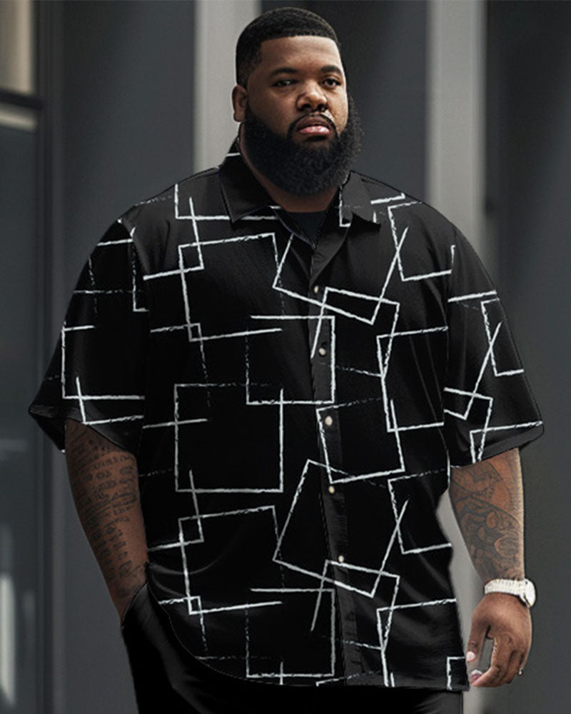 Big & Tall Graphic Business Casual Shirt Pants Set for big men view 2