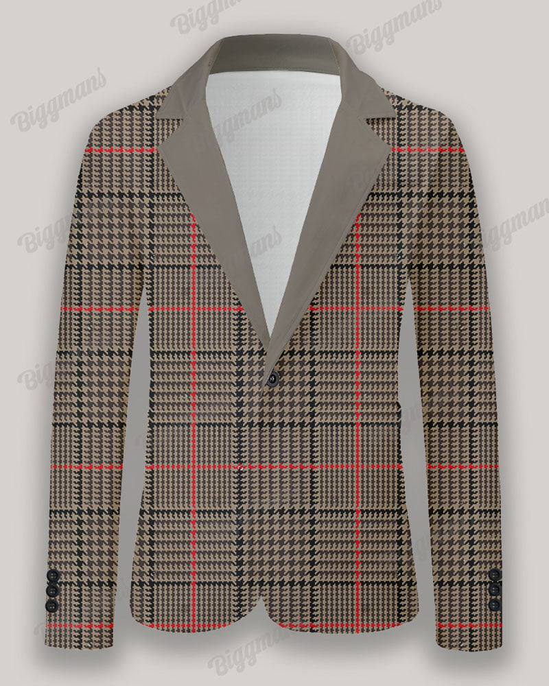 Big & Tall Brown Plaid Graphic Two-piece Set for big men view 3