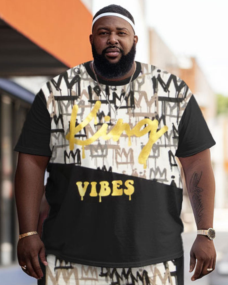 Big & Tall Colorblock Graphic Graffiti Two-piece Set for big men view 2