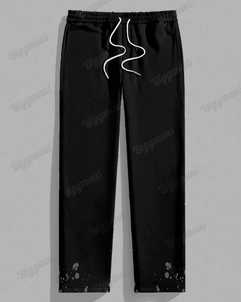 Big & Tall Black Gray Colorblock T-Shirt Pants Set for big men view 3