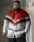 Big & Tall Colorblock Geometric Shirt Pants Set for big men