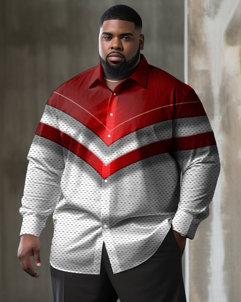 Big & Tall Colorblock Geometric Shirt Pants Set for big men