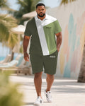 Big & Tall White Green Striped Jeans for big men view 1