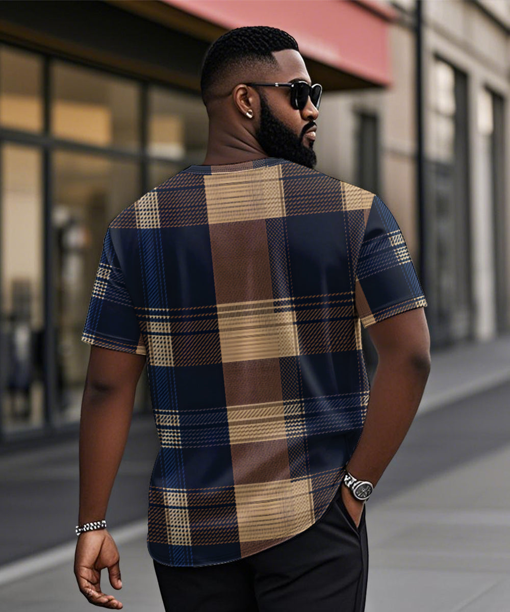 Big & Tall Blue Plaid Graphic T-Shirt for big men view 2
