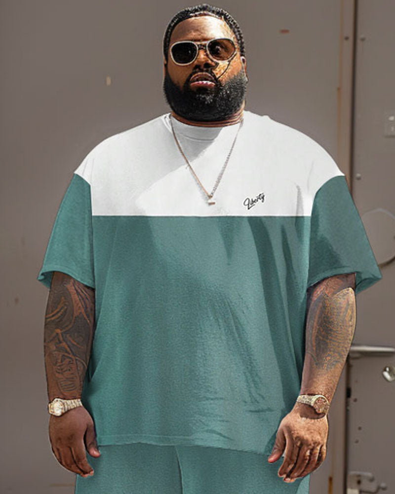 Big & Tall Colorblock T-Shirt Shorts Set for big men view 3
