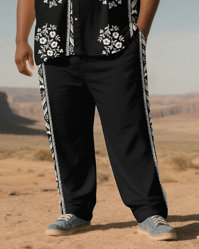 Big & Tall Western Floral T-Shirt Pants Set for big men view 3