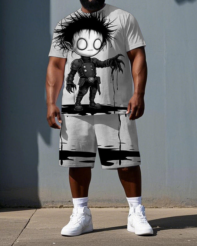 Big & Tall Graphic T-Shirt Shorts Set for big men view 1