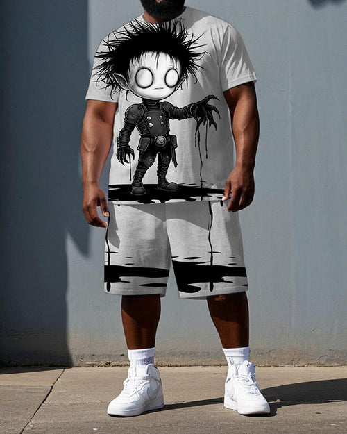 Big & Tall Graphic T-Shirt Shorts Set for big men view 1